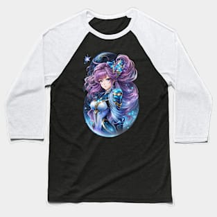 Astral Whispers: Captivating AI Anime Character Art in Andromeda Baseball T-Shirt